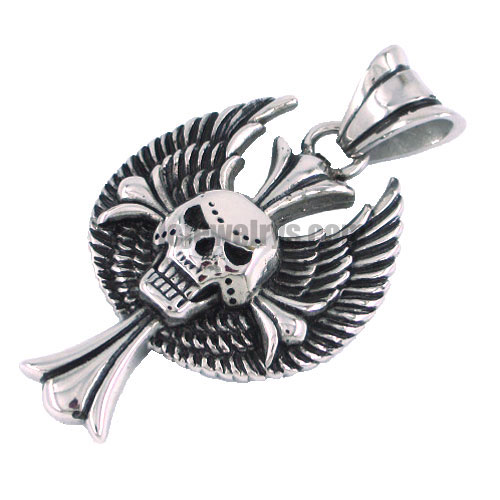 Stainless steel jewelry pendant skull pendant & wings skull pendant SWP0086 - Click Image to Close
